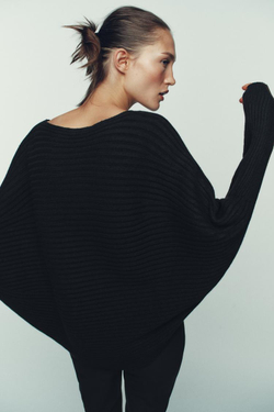 ZARA ОБЪЕМНЫЙ СВИТЕР РЕЛЬЕФНОЙ ВЯЗКИ, ЧЕРНЫЙ