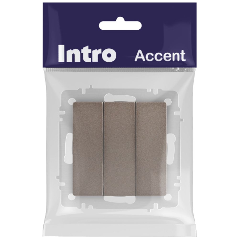 Выключатель Intro Accent 6-106-08 тройной, 10А-250В, IP20, СУ, AL/CU, бронза
