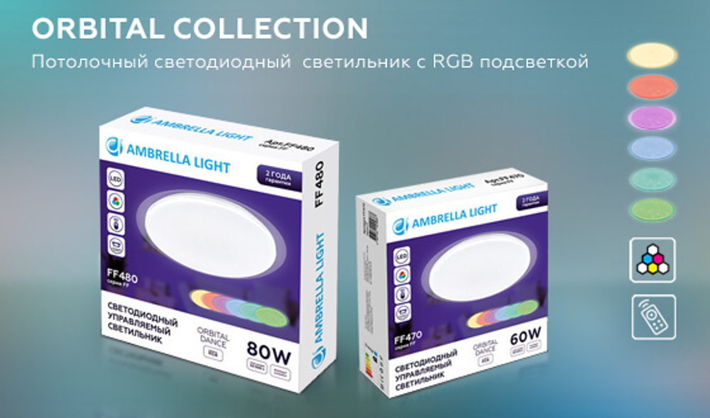 Потолочный светодиодный светильник Ambrella Light Orbital Dance FF480