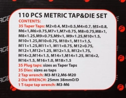 Набор метчик.и плашек110пр(2х0.4,3х0.5,4х0.7,5х0.8,6х0.75-1,8х0.75-1,25,9х0.75-1.25,10х0.75-1.5,11х0.75/1/1.25/1.5, 12х0.75-1.75,14х1-2,16х1-2,18х1.5) Forsage F-B110-1