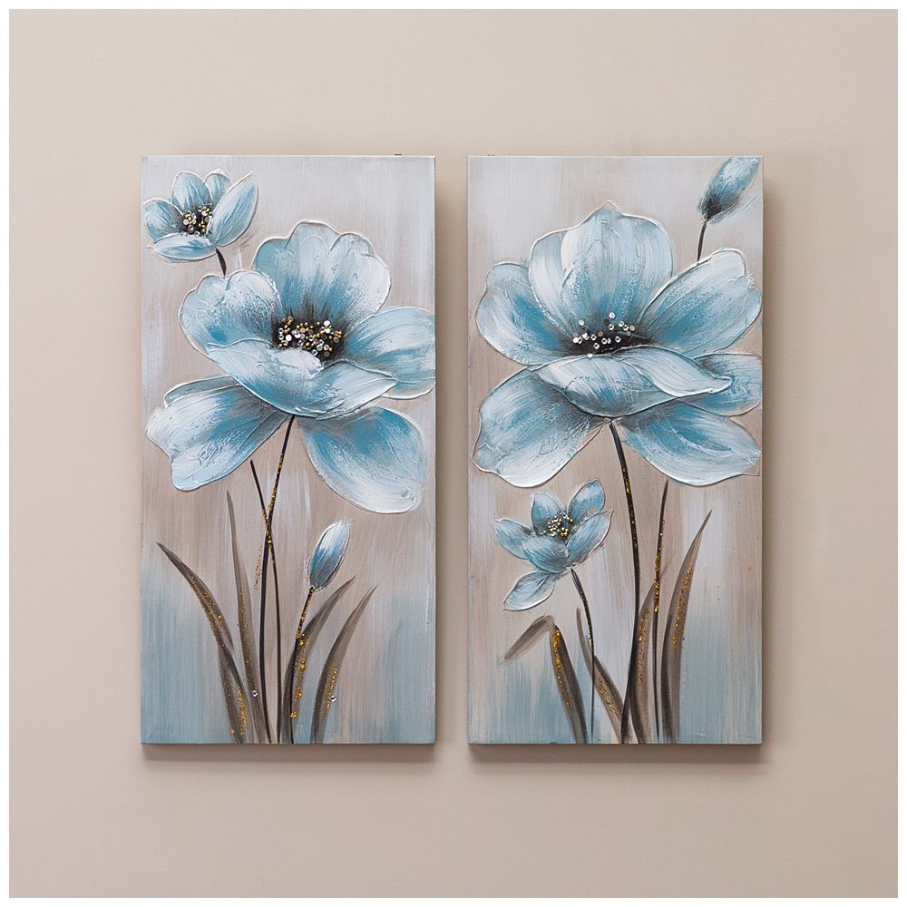 КОМПЛЕКТ ИЗ 2-Х КАРТИН "ГОЛУБОЙ ЦВЕТОК" 30Х60Х2,5 СМ (КАЖДАЯ)