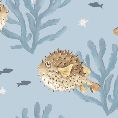 Ёжики-балдёжики на голубом фоне