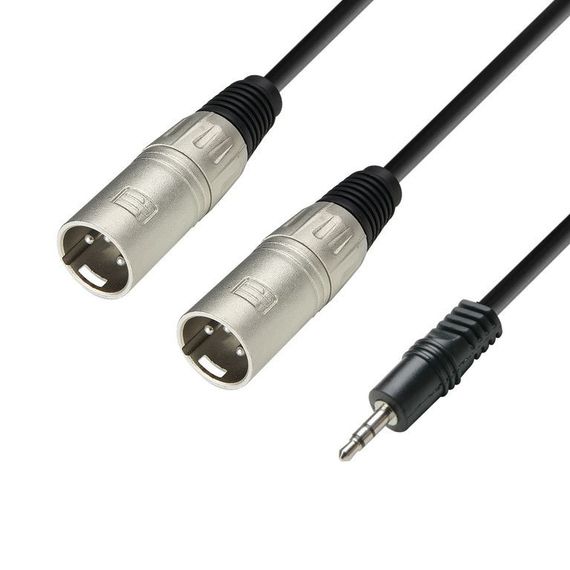 Adam Hall K3 YWMM 0100 - кабель аудио TRS (jack) stereo 3.5 mm - 2 х XLR (M), 0.22 мм2, 1 м