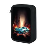 Пенал ЮНЛАНДИЯ, 3 отделения, картон с эффектом soft-touch, 19х11 см, "Fire car", 272267