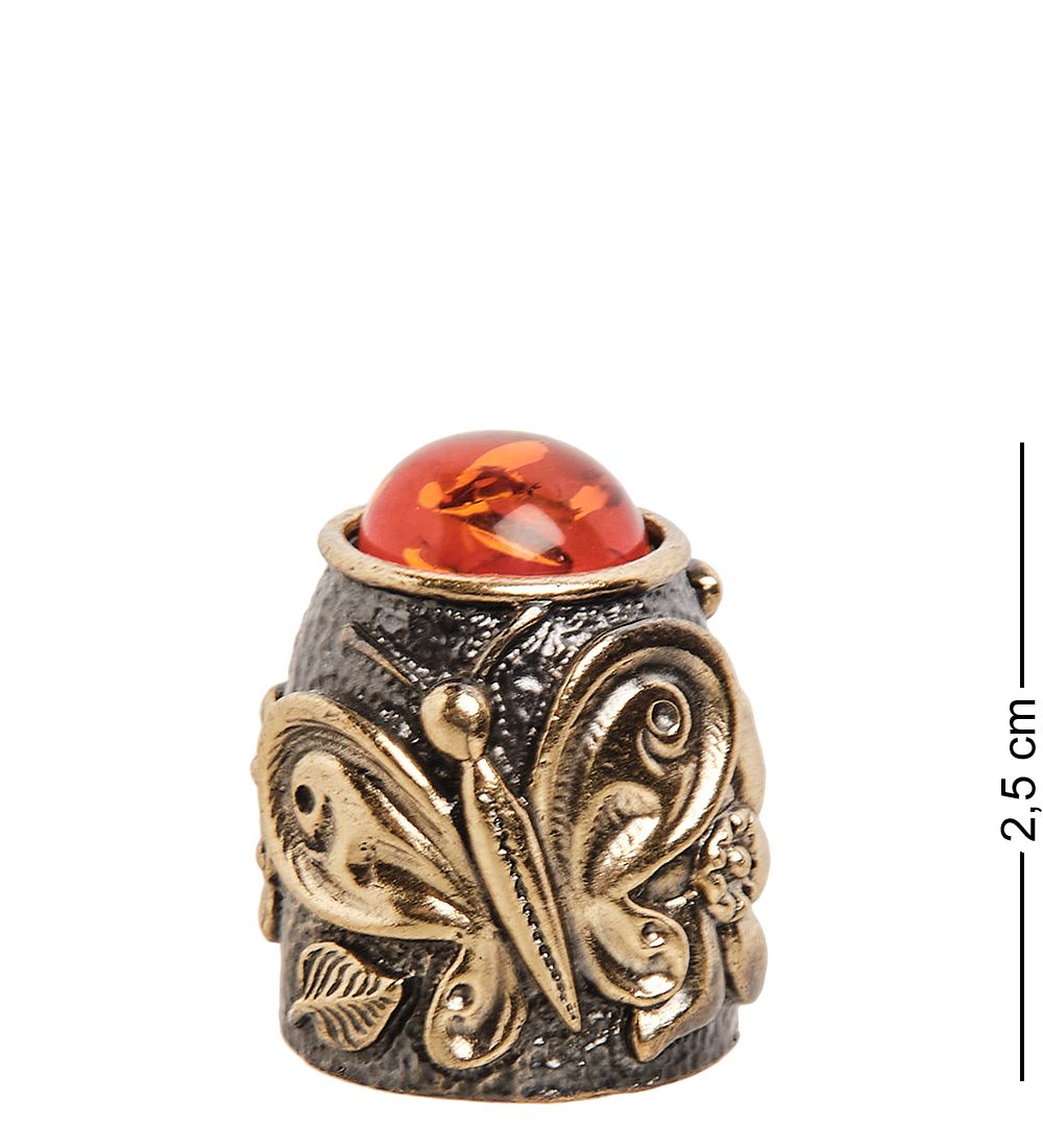 AM- 640 Наперсток «Бабочка» (латунь, янтарь)