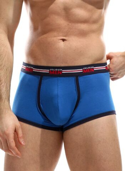 Мужские трусы-боксеры с логотипом Jolidon Men и контрастной тесьмой (Размер: XL) (Цвет: темно-синий)