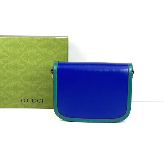 Маленькая сумка на плечо Gucci Horsebit 1955 бирюзовый/синий