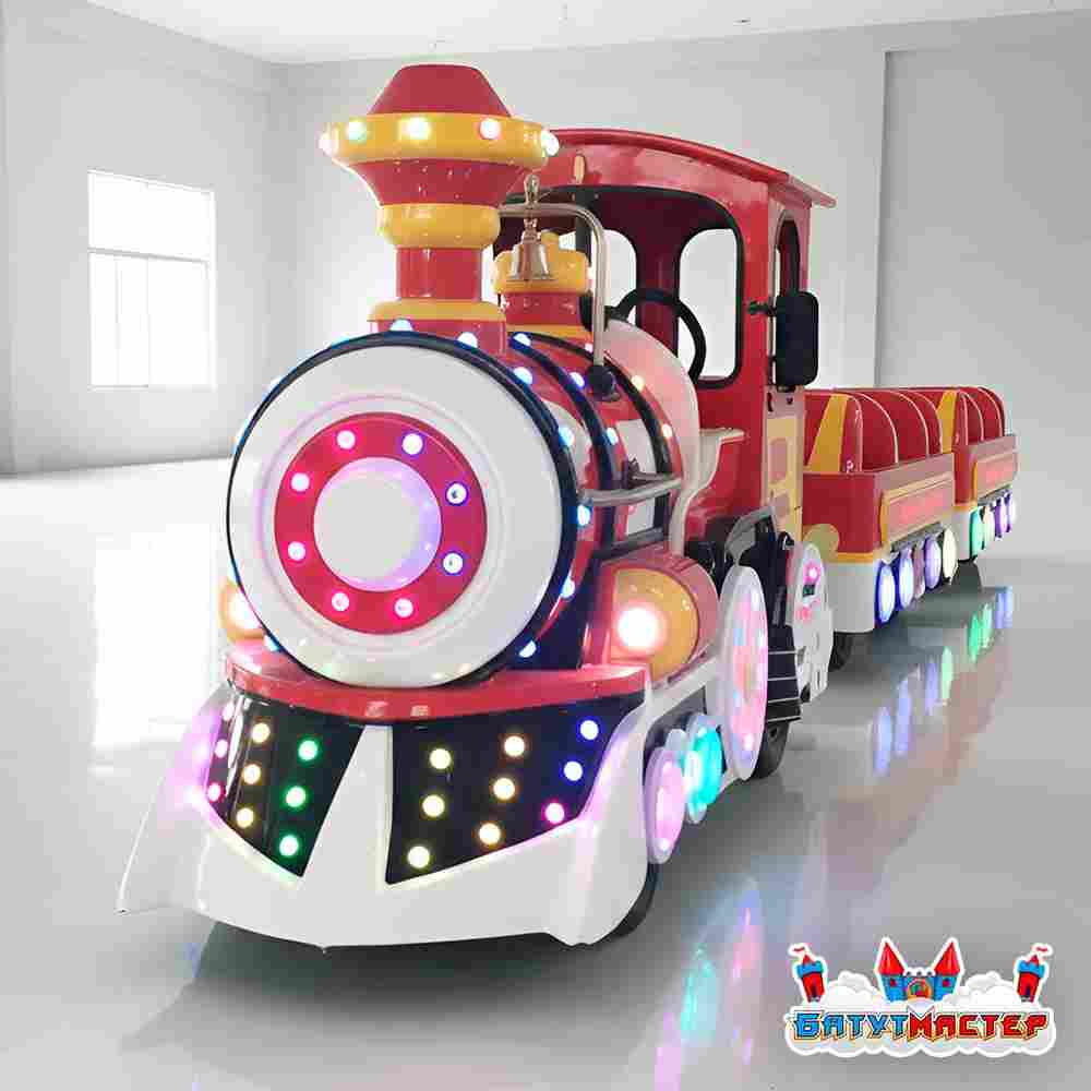 Безрельсовый поезд «Алый самоцвет» 2 вагона, 13 мест, прогулочный