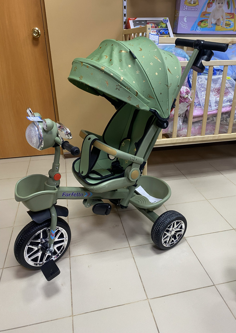 Детский трехколесный велосипед "Farfello pl-06" цвет зеленый, для детей с 9 месяцев до 5 лет