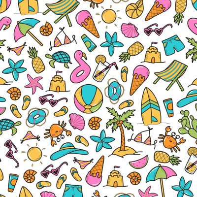 летний паттерн с дудлами