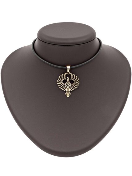 Подвеска двусторонняя Феникс птица из бронзы, на постаменте