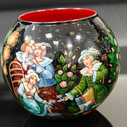 Вазочка с ручной росписью Палех "Золушка"