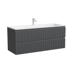 Тумба подвесная SANCOS Сноб Р (Snob R) 1195х445х500, c двумя ящиками оснащенными доводчиками, темный антрацит матовый, арт.SNR120MDH