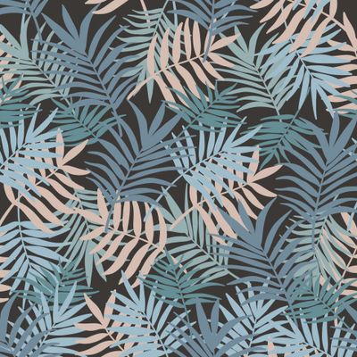 Тропические листья на черном