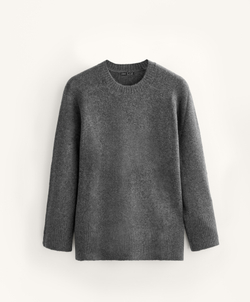 Oysho Мягкий вязаный джемпер с круглым вырезом, антрацитово-серый