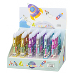 Ручка шариковая, автоматическая, 4в1, Basir, 4-рех цветная, серия "РАКЕТА", с резиновой фигуркой, 36 шт