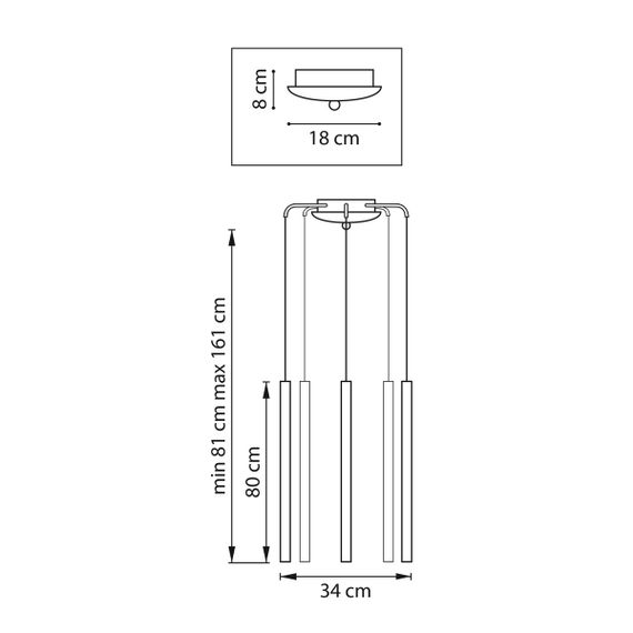 Комплект с подвесной люстрой Lightstar Tubo (574723+747443 (5шт) L5T747443