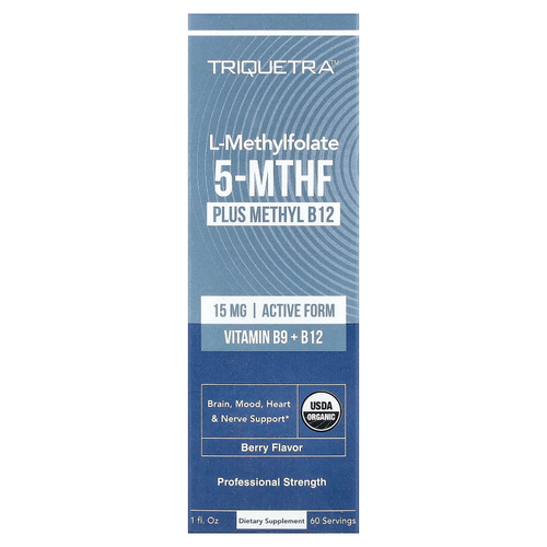 Triquetra Health, L-метилфолат 5-МТГФ с метилкобаламин12, ягодный вкус, 30 мл (1 жидк. унция)