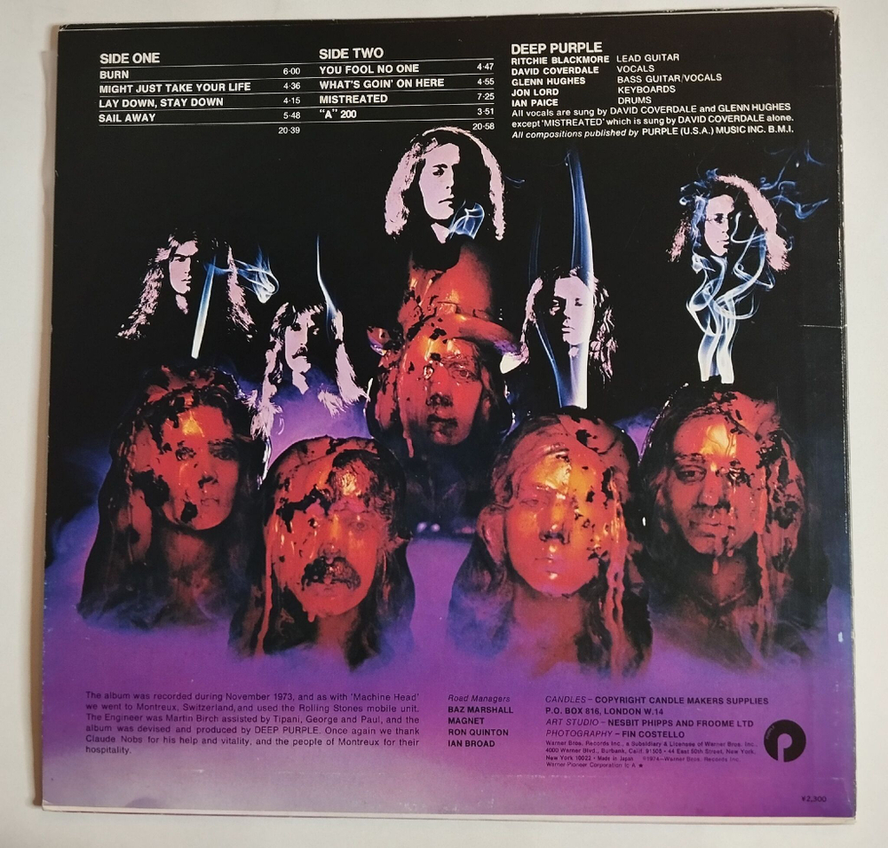 Винтажная виниловая пластинка LP Deep Purple Burn (Japan 1974) (No Obi)