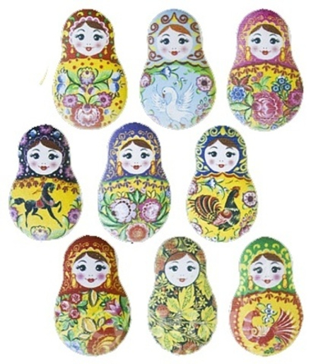 Сахарные фигурки, Матрешки Городец 45*30 мм