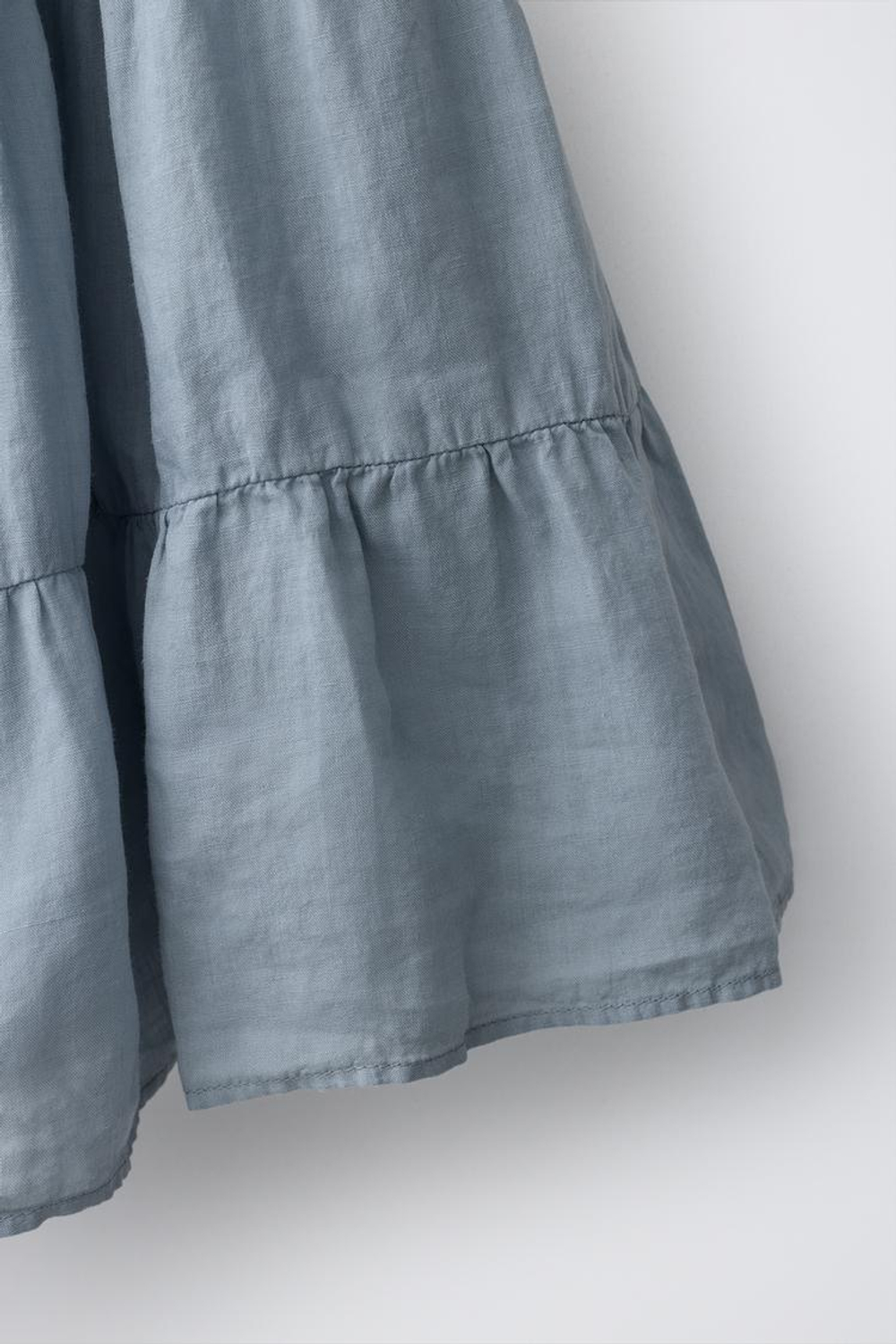 ZARA ЮБКА МИДИ ИЗ 100% РАМИ СО ВСТАВКАМИ, СЕРО-СИНИЙ