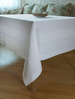 Скатерть 160x225 и 8 салфеток Vallesusa Chromo Satin Bianco