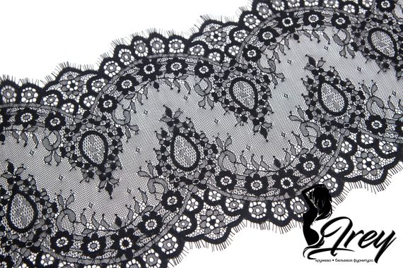 01-54 Кружево шантильи 23 см, черный 170