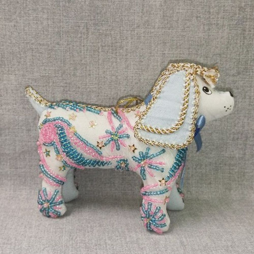 Бисерная ёлочная игрушка Щенок сложный