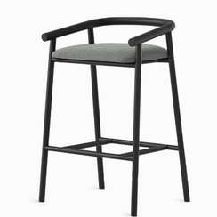 Полубарный стул Alter, 65 см, черный с серой обивкой