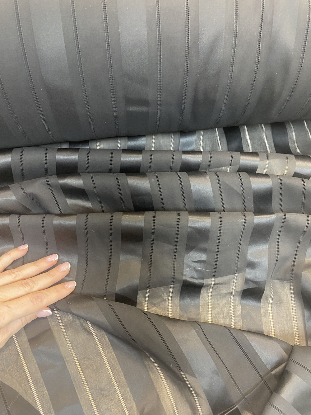 Ткань блузочная полупрозрачная черная (Италия)80% хлопок 20% шелк ш-115см цена за 1 м