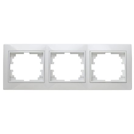 Рамка для розеток и выключателей Intro Plano 1-503-01 на 3 поста горизонтальная, СУ, белый