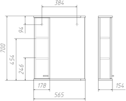 Зеркальный шкаф Айсберг Радуга 600 Белый (615х154х700 мм) DA1139HZR