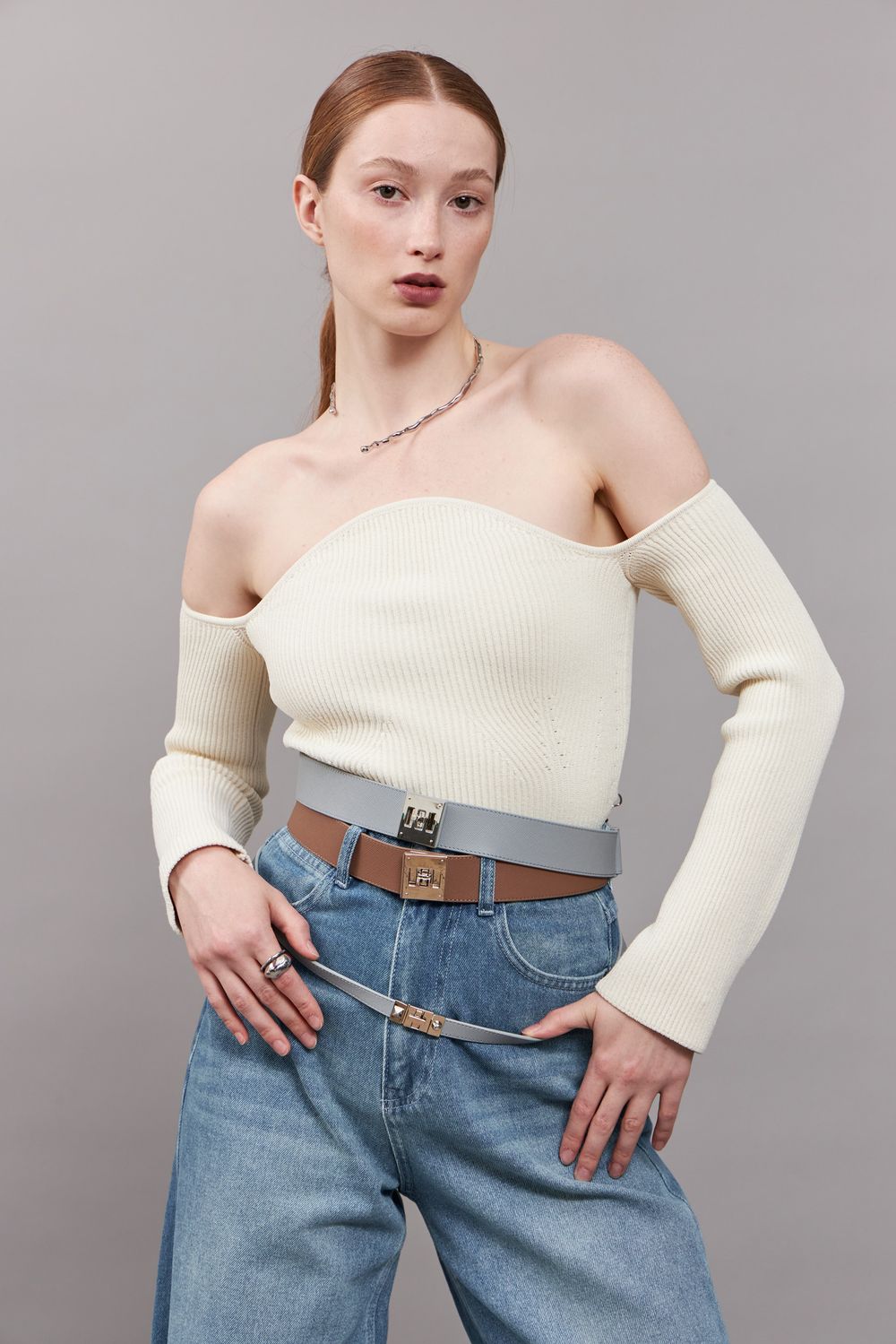 ТОНКИЙ РЕМЕНЬ С ЗАМОЧКОМ SILVER GREY