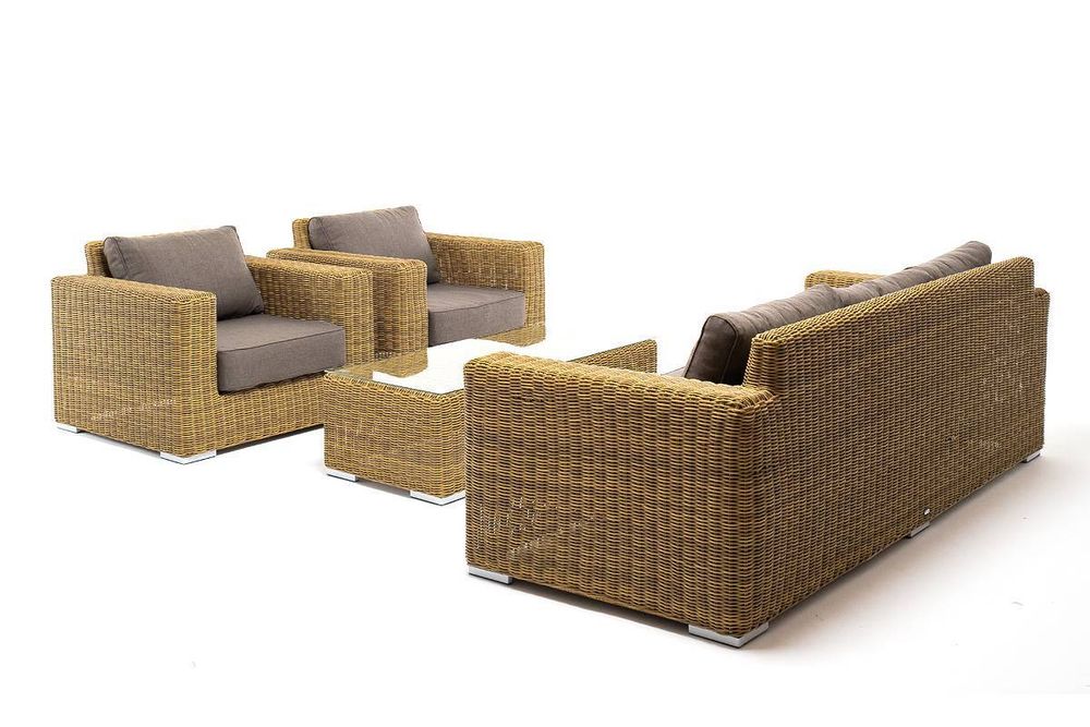 "Боно" лаунж-зона из искусственного ротанга, цвет соломенный