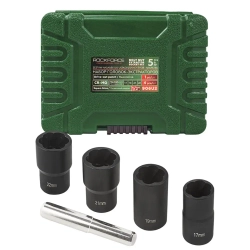 Набор головок-экстракторов для поврежденных болтов/гаек 5пр. 1/2''(17,19,21,22мм), в кейсе RockForce##Rock FORCE RF-906U2