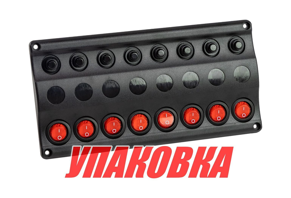 Панель бортового питания 8 переключателей, индикация, автоматы (упаковка из 6 шт.)