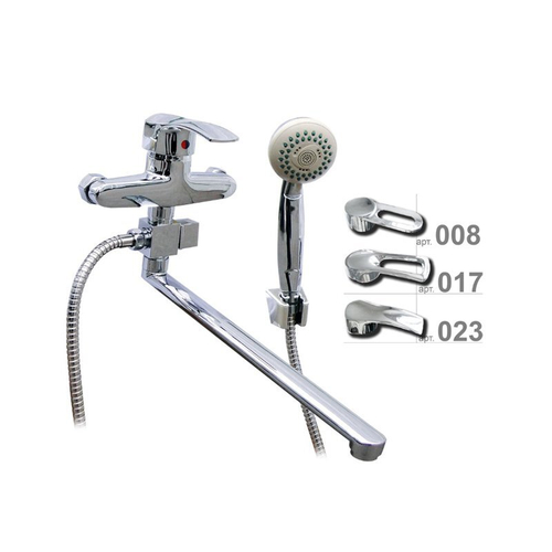 Смеситель для ванны-умывальника ПСМ 523-КТ/008 однорычажный, излив L350 с массажной лейкой