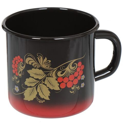 Кружка сталь, эмал, 1л, Сиб товары, С0107.8, красно-черная