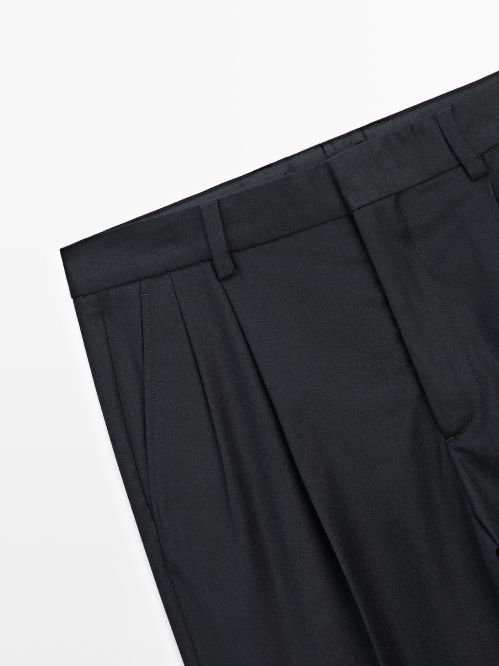 Massimo Dutti Фланелевые брюки с вытачками, темно-синий