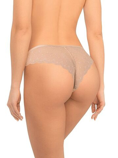 Кружевные трусики-бразилиана с бантиками (Размер: XXL) (Цвет: бежевый)