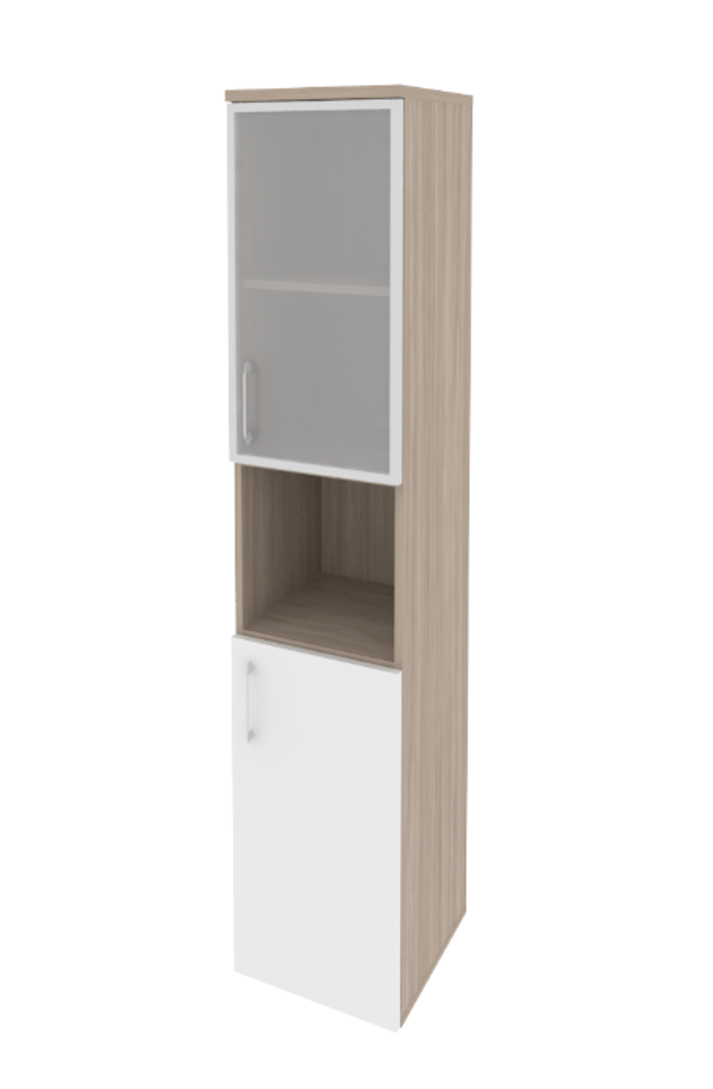 Шкаф-пенал с 2 комплектами дверей, стеклом в раме и нишей Onix