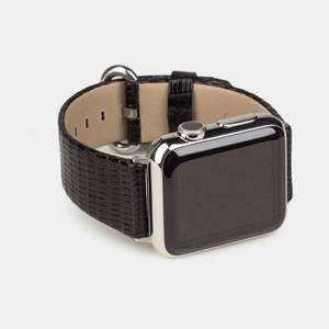 Ремешок для Apple Watch 44/45/46 mm из кожи ящерицы, черного цвета