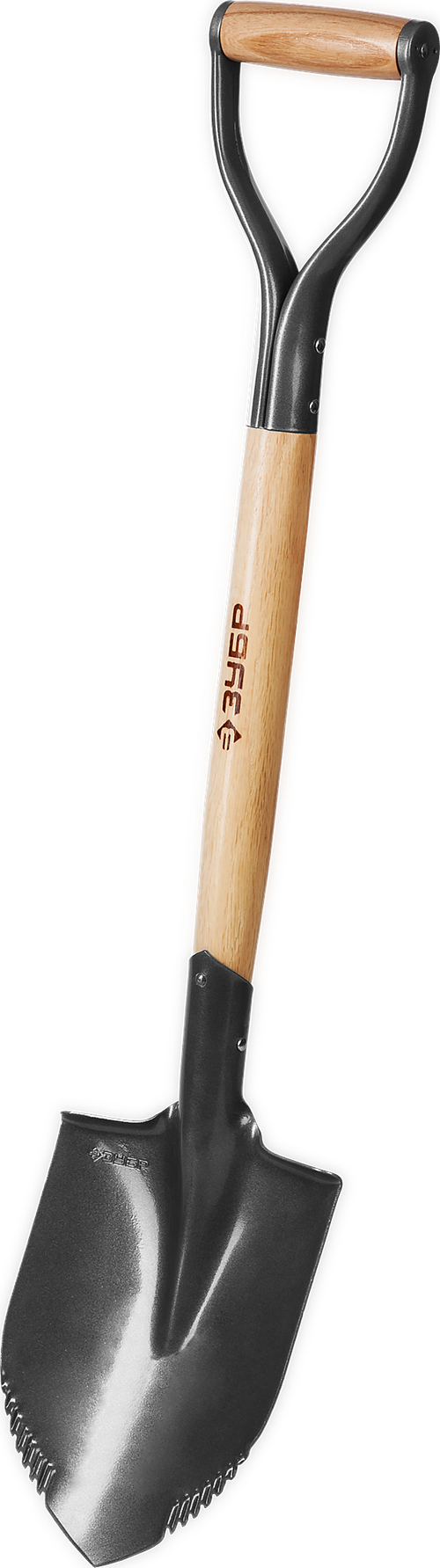 Лопата автомобильная Зубр Беркут 173х800 зубцы черенок дерево V-ручка