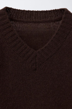 ZARA Х BENSIMON ® СВИТЕР ИЗ СМЕСОВОЙ ШЕРСТИ, КОРИЧНЕВЫЙ