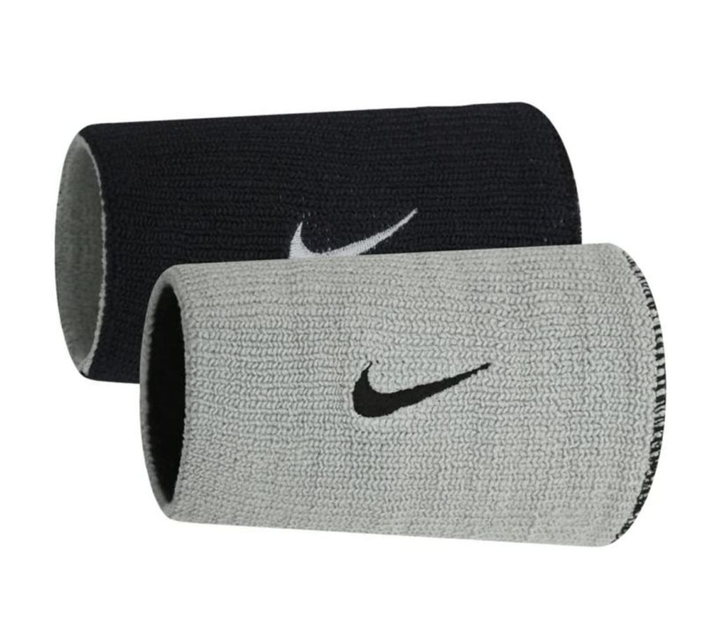Напульсник теннисный Nike Dri-Fit Double-Wide Wirstbands Home &amp; Away 2P - black/base grey