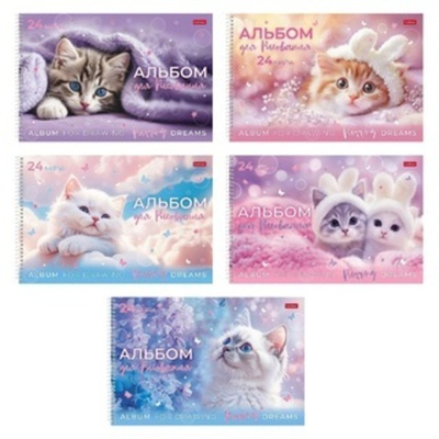 Альбом для рисования 24 л А4ф на гребне пластиковая обложка 300мкм с печатью -Нежные мечты-
