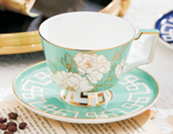 Чашка чайная с блюдцем 240мл Decor de table Винтаж Магнолия мятная