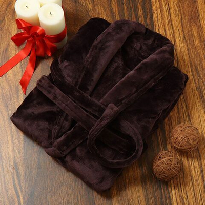 Халат унисекс, махр, 100%пэ, горький шоколад, универсальный, T2020-110