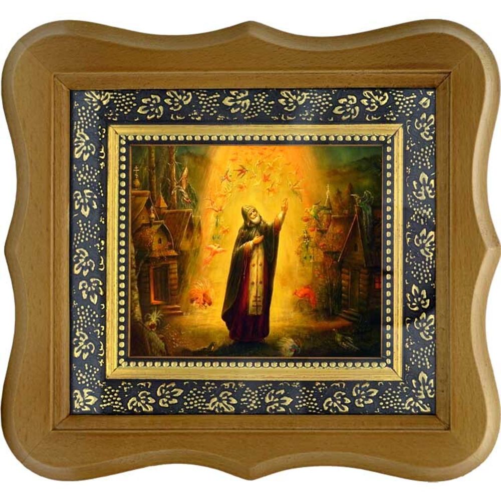 Чудо о птицах преподобного Сергия Радонежского. Икона на холсте.