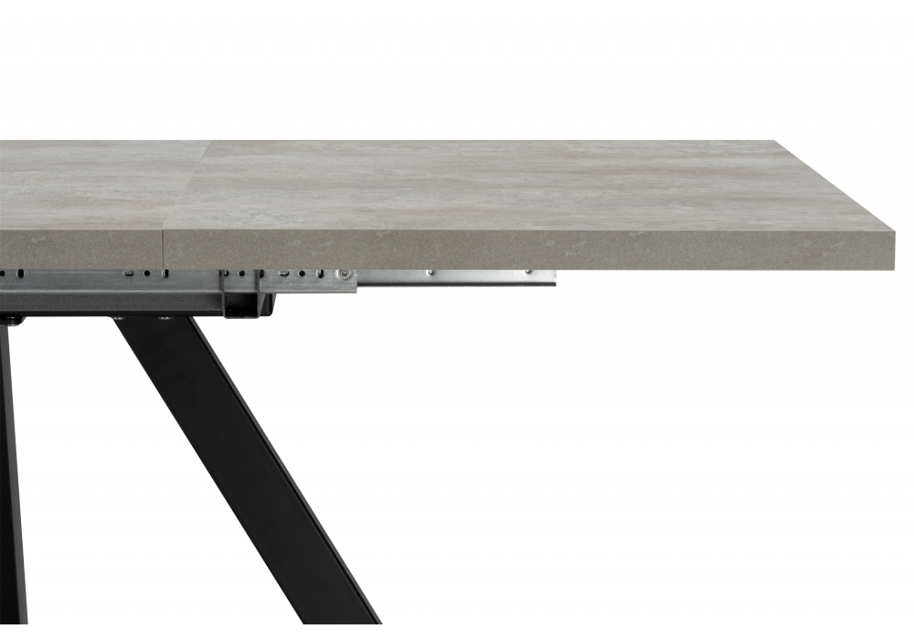 Стол деревянный Woodville Райн 32 116(160)x77 раздвижной цемент, черный, ножки черные